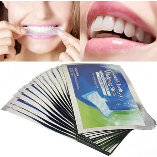 28Pcs/14Pairs Advanced Home Teeth Whitening Strips Dental Bleaching Oral Hygiene Care for False Teeth Veneers Perfect Dentist