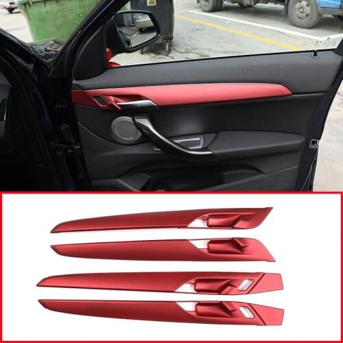 4pcs Red For BMW X1 F48 2016-2019 ABS Car Interior Door Panel Cover Trim Accessories