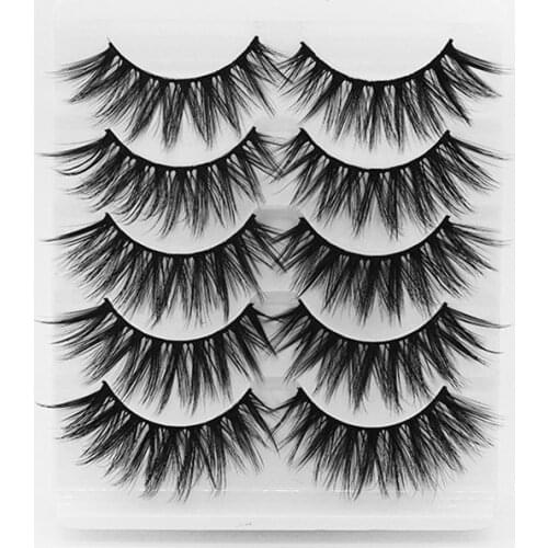 5 Pairs Messy Cross Hand Made Flase Mink Eyelashes 3D Women Make Up Supplies GL705 Natural Nude Makeup Chemical Fiber Eyelashes