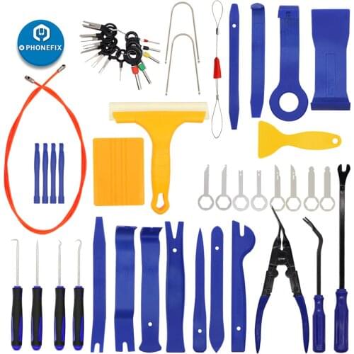 55pcs Car Trim Panel Door Audio Removal Tools Kit Auto Clip Pliers Fastener Remover Pry Tool Kit Car Terminal Interior Trim Tool