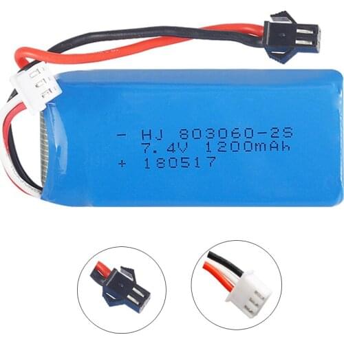 7.4V 1200mAh 803060 30C SM Plug Lipo Battery for H26 H26C H26W H26D H26HW RC Quadcopter Drone 7.4V Battery for H26-012 toy parts