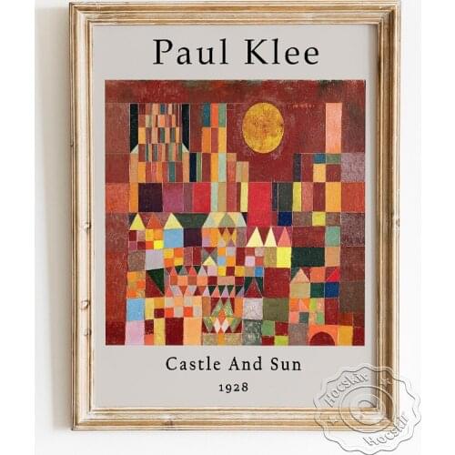 Paul Klee Exhibition Abstract Art Museum Poster, Castle And Sun Prints, Different Geometry Shapes And Color Composition Wall Art