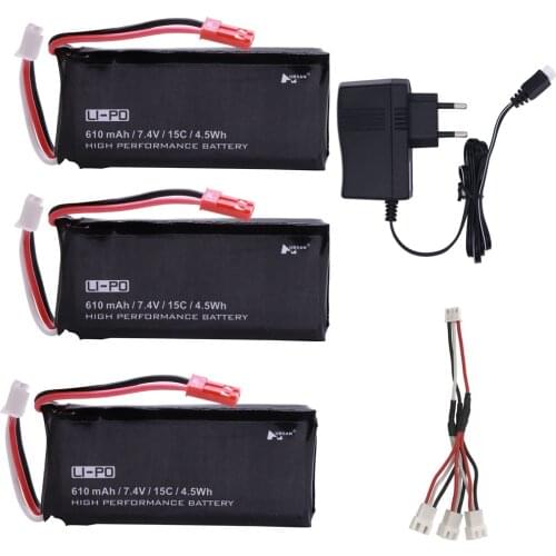 7.4V 610mah lipo battery with charger cable for Hubsan X4 H502S H502E 7.4V 15C 4.5WH battery JST For RC Quadcopter Drone Parts