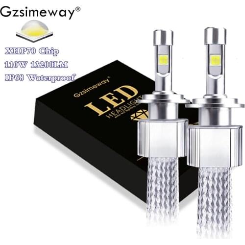 2PCS Car LED Headlight H7 H4 H11 9005 9007 9012 Kit led lamp xhp70 6000K 110W 13200LM auto headlamp H8 H9 9006 led fog lamps 12V