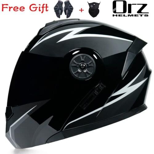 Free Shipping Mask Glove Gift New Dual Lens Dark Visor Modular Motorcycle Helmet Full Face Racing Scooter Casco Moto