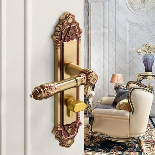 Pure Copper Silent Anti-theft Mechanical Door Locks Interior Bedroom Safety Handle Gate Lock Hotel Hardware Supplies Accessories