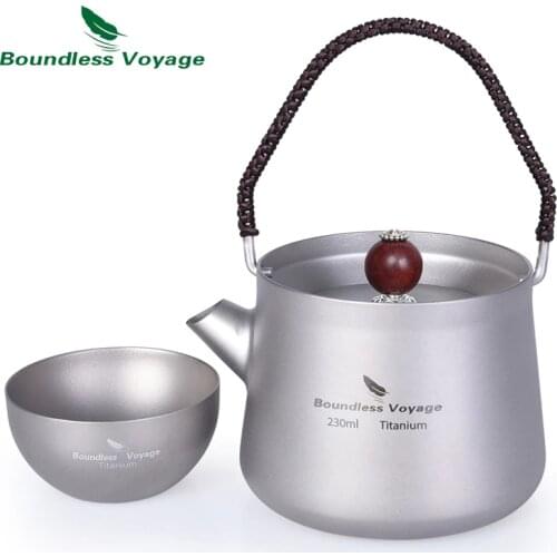 Boundless Voyage Camping 230ml Titanium Mini Kettle with Lid Handle Filter Water Coffee Tea Maker