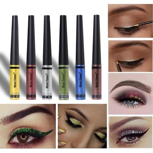 6 Colors Glitter Liquid Metallic Eyeliner Pen Waterproof Shimmer Quick-dry Eye Pencil Makeup Long Lasting Eye Liner