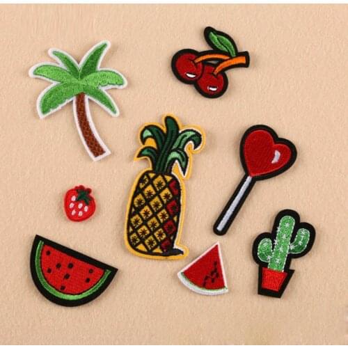 SHINE 8PCs Embroidered Iron On Patches Fruit Tree Cloth Accessories New Arrival Popular Clothing Cartoon Patches Appliques