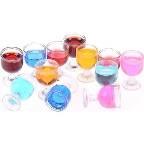 2Pcs 1/12 Mini Red Wine Cup Simulation Furniture Wine Glass Goblet Dollhouse Miniature Toy Accessories for Doll House Decoration