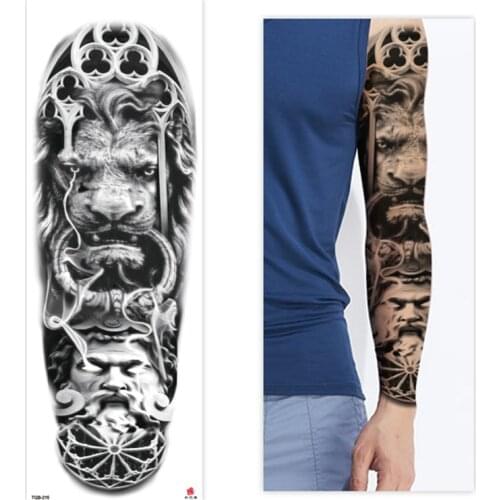 Large Arm Sleeve Tattoo Lion Crown Dragon Waterproof Temporary Tatto Sticker Wolf Rose Totem Body Art Full Fake Tatoo Men