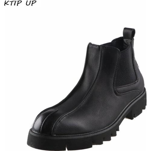 Autumn Winter Boots Men Retro Classic Black Add Wool Casual Chelsea Boots Pointed Platform Ankle Boots For Men Shoes
