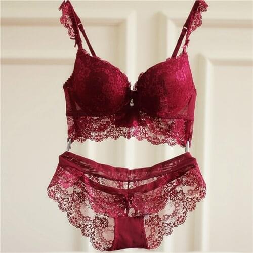 Fashion womens single-bra thick push up sexy lace embroidery side gathering furu underwear set autumn and winter the temptation