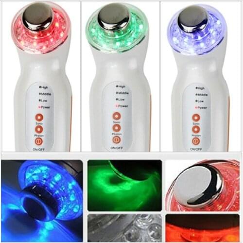 Electric Ultrasonic Lifting Face Cleaner Massager with LED Photon Lights Sonic Facial Skin Cleanser Anti Aging Wrinkle Removal