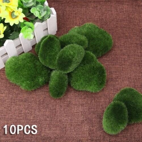10pcs Artificial Moss Fuzzy Stones Micro Landscape Decoration DIY Accessories Grass Aquarium Garden Plant Lawn Mossy Stone