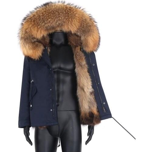 Army Green Short Mens Casual Wear Real Raccoon Fur Hooded Coat natural Removable Raccoon Fur Liner parkas High Quality parka