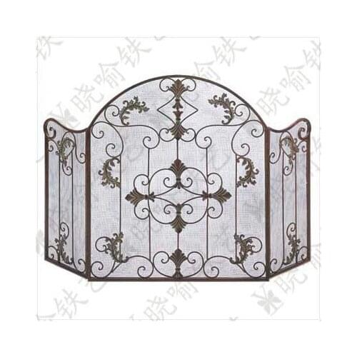 Wrought iron vertical mantel furnace circumference Fire screen Folding screen fireplace cover