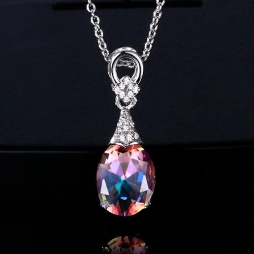 Sterling Silver 925 Jewelry Necklaces New Fashion Gemstone Pendant Necklace For Women Wholesale Wedding Anniversay Party Gifts