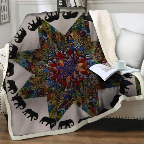 Creative pattern elephant print Thick throw Blankets Bedspread Plush Soft Sherpa Fleece Blankets quilts cover Home Textile Decor