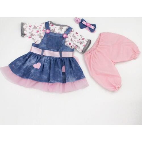 KAYDORA Cute Reborn Baby Doll Jean Skirt Clothes lol for 20-22 inch Reborn Baby Dolls Dress Accessories 0-3 Month Baby Clothes