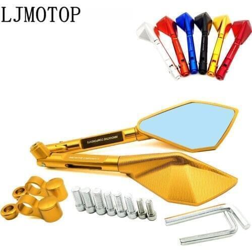 Motorcycle Mirror Aluminum Motorbike Handlebar Rearview Mirrors Blue For Yamaha MT07 MT09 MT10 mt 07 09 10 mt-07mt-09 mt-10