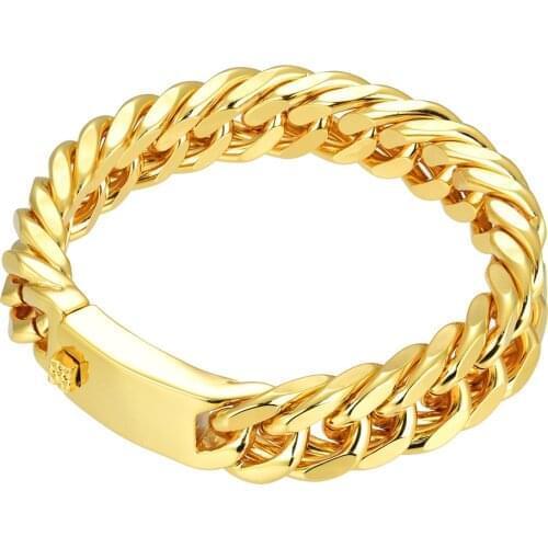 Hip-Hop Cuban Chain Double Button Bracelet Mens Alloy Atmospheric Bracelets Personality Thicker Version Bracelet 2021 Jewelry