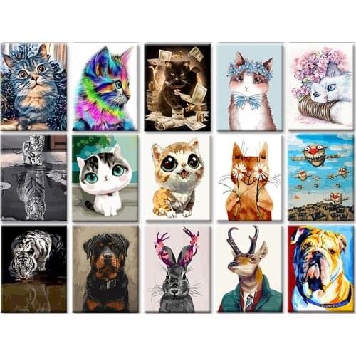 5D DIY Poured Glue Diamond Painting Kits Scalloped Edge Light Fox Animals Full Round With AB Drill Modern Wall Art Decor Gift