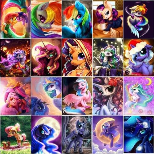 Cross stitch embroidery 5d diamond painting kit set complet Cartoon dirll drawing full square mosaic cuadros unicorn horse art 1