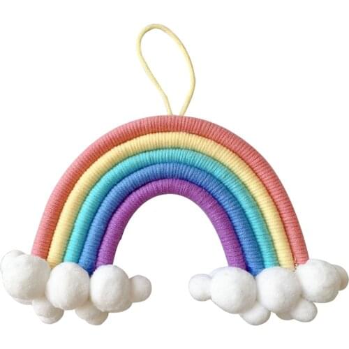 Hand-woven Cloud Rainbow Wall Decor For Nursery Kids Room Wall Hanging Decorations Rainbow Felt Nordic Baby Car Bedroom Decor