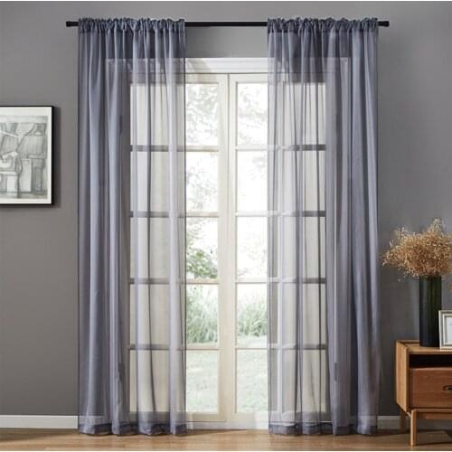 Solid Colour Tulle Window Curtains For Living Room Sheer Voile Valance Drapes Bedroom Curtain Screening Blinds Modern Home Decor
