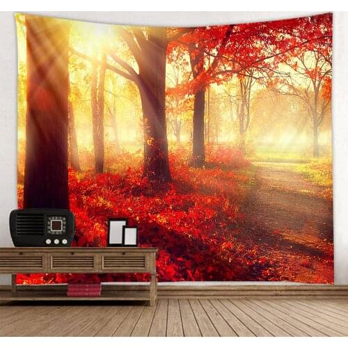 Autumn beauty maple tree tapestry holiday scene decoration background wall decoration hanging cloth