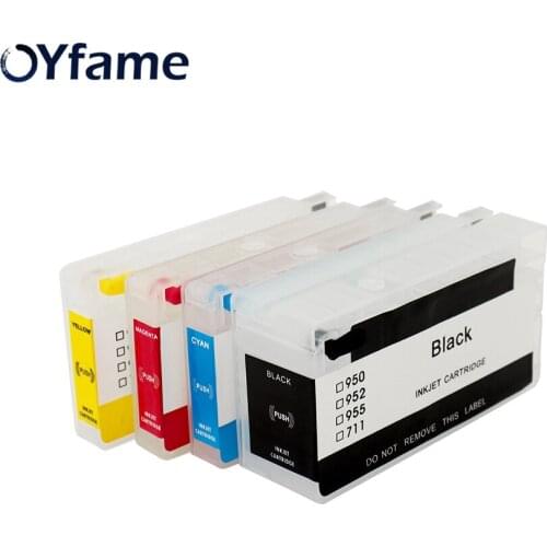 OYfame Replacemet 4 Colors For HP 954 Empty Refillable Ink Cartridge With ARC Chip For HP OfficeJet Pro 7740 8210 8710 Printer
