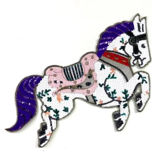 Large size horse sequins patches vintage embroidered applique T-shirt coat patch sewing garment accessories Diy decoration