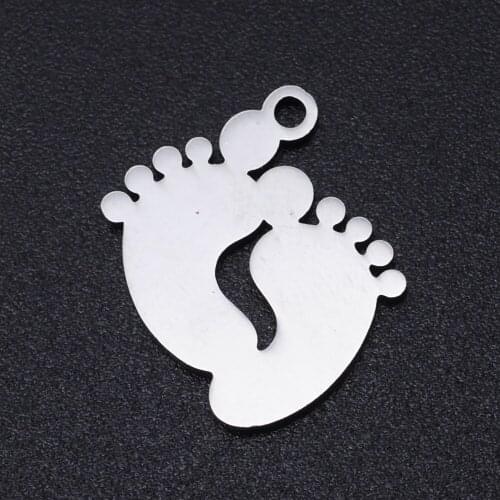 10pcs/lot 18*16mm Stainless Steel Child Feet Pendant Bracelet Charms DIY Jewelry Making Handicraft Accessories Wholesale