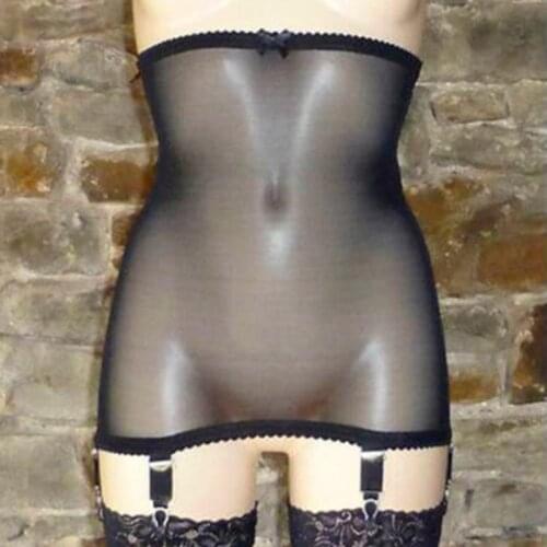 High Waist Mesh Garter Belt with 6 Buckles Straps Transparent Suspender Belt Garters for Stockings Pantyhose Night Lingerie