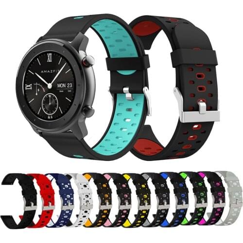 20mm Silicone Watchband For Huami Amazfit GTR 42mm Sports Quick Release Strap Bracelet For Amazfit Bip S/GTS 2 Mini Wristband