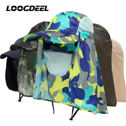 LOOGDEEL Unisex Fashion Hunting Camping Hiking Fishing Hats Men Women Outdoor Sun Protection Caps Full Head Quick-dry Headwear