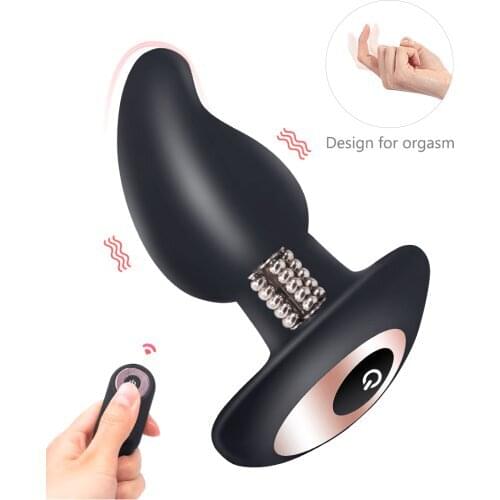 Curved Rimming Plug with Remote Control Outdoor Anal Sex Toys Vibrator Prostate Beads Massage Silicone Butt Plug For Masturbator