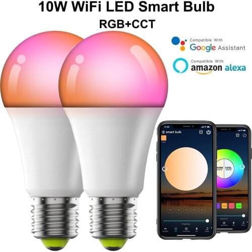 10W Wifi Bulb Smart Light Color Changing RGB LED Bulb With Alexa Google Home IFTT E27 Smart Lamp Voice Control Indoor Bulb D30