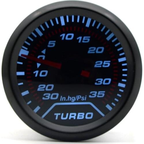 2" 52MM Universal Mechanical Turbo Boost Car Gauge 35 PSI Meter Auto White LED Black Bezel