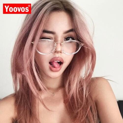 Yoovos 2021 Round Blue Light Glasses Frame Computer Glasses Spectacles Transparent Women Eyeglasses Frame Optical Frames Clear