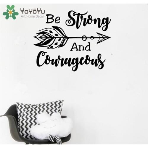YOYOYU Wall Decal Be Strong And Courageous Quote Joshua Boho Arrow Decals Wall Vinyl Sticker Nursery Bedroom Decoration Y009