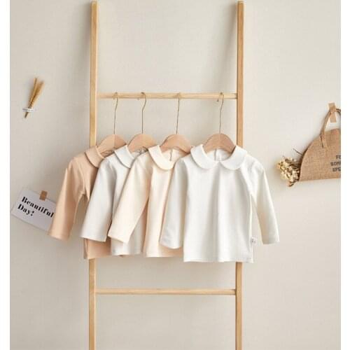 2021 new spring tops childrens clothing sweaters womens fresh and sweet Korean style doll collar comfortable inner clothing