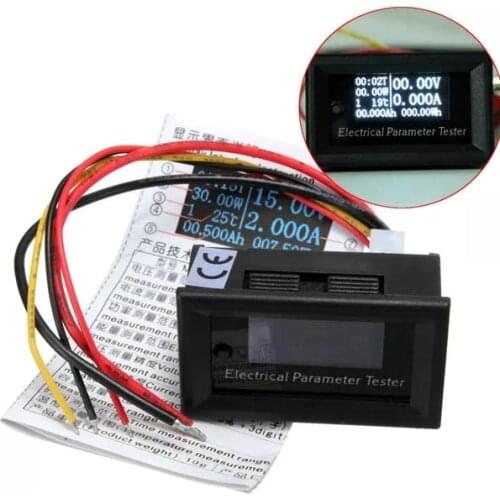 0-33V 0-3A Multifunction OLED DC Voltage Current Time Power Watt Tester Digital Meter white display