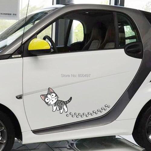 10 x Newest Car Styling Cute Cat Chis Sweet Home Turning Back With Footprints Stickers Decals for Toyota Chevrolet VW BMW Lada