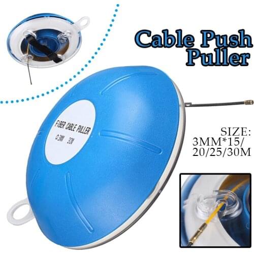 15/20/25/30M 3MM Glass Fiber Threader Blue Guide Device Fiberglass Electric Cable Push Pullers Duct Fish Tape Wire Reel Puller