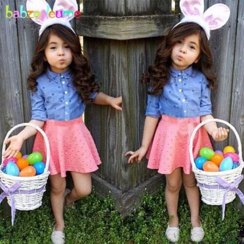 2PCS/1-5Years/Spring Autumn Korean Kids Clothes For Baby Girls Fashion Suits Cotton T-shirt+Skirt Children Clothing Sets BC1560