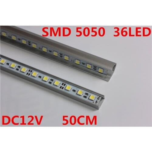 5pcs/lot 5050 LED Bar Light White Warm White 36LED/0.5M SMD Cabinet LED Rigid Strip DC 12V Showcase LED Hard Strip
