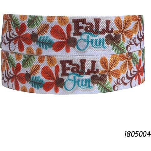 50 yards/lot) New arrival fall days patterns fold over elastic foe for hair ties