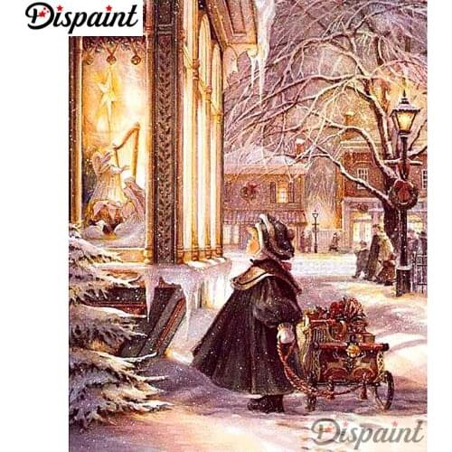 Dispaint Full Square/Round Drill 5D DIY Diamond Painting "Cartoon girl scenery" Embroidery Cross Stitch 5D Home Decor A10503
